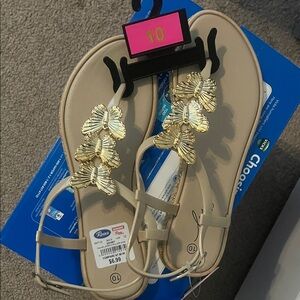 Elegant Gold Butterfly Sandals